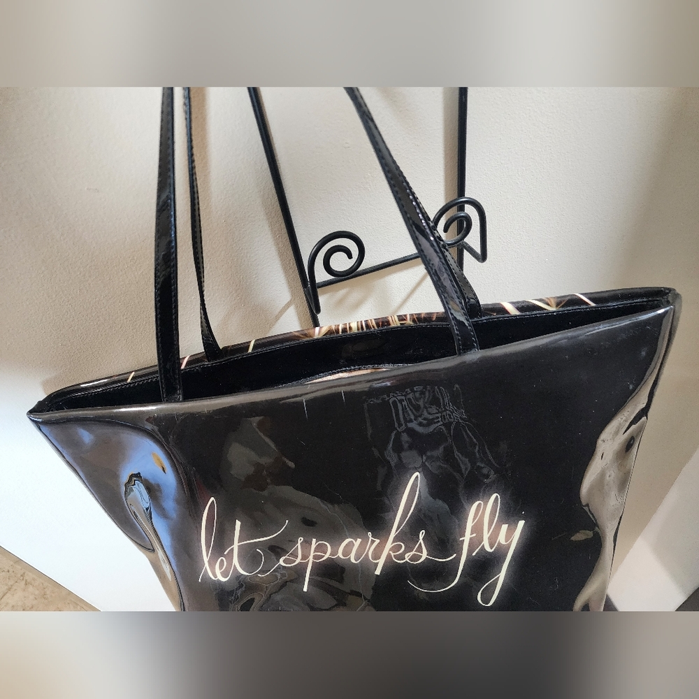 Kate Spade New York "Let Sparkles Fly" Black Fireworks Large Tote Purse - Picture 9 of 10